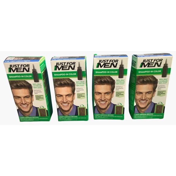 4 Just For Men GrayCoverage Shampoo-In Color H-30 Light-Medium Brown Hair Dye